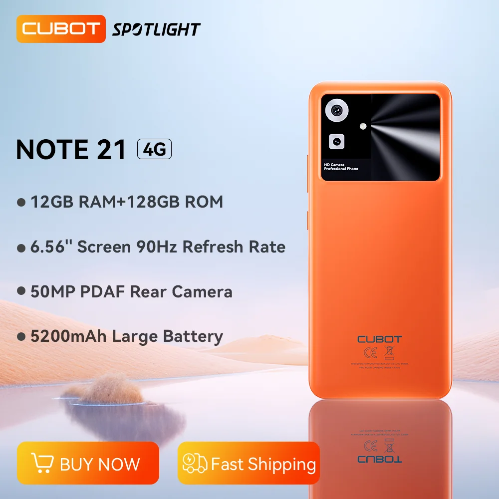Cubot Note 21, Ʈ ȵ̵ 13, 12GB RAM(6GB+6GB Ȯ), 128GB ROM, 6.56ġ 90Hz ȭ, 50MP ī޶, 5200mAh ͸, Face ID, Ÿ ھ